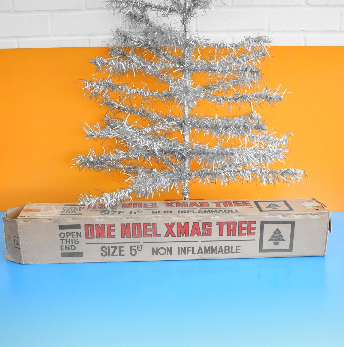 Vintage 1960s Tinsel Christmas Tree - Boxed - 5ft Silver by Pineapple Retro