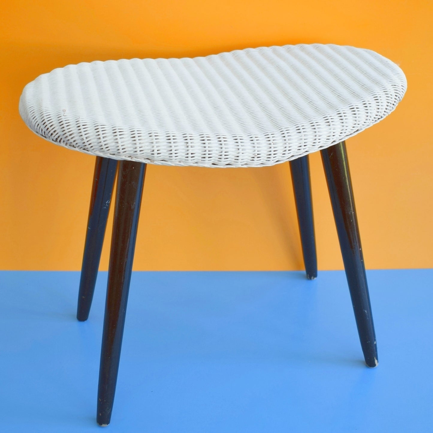 Vintage 1960s Lloyd Loom Dressing Table Stool - White