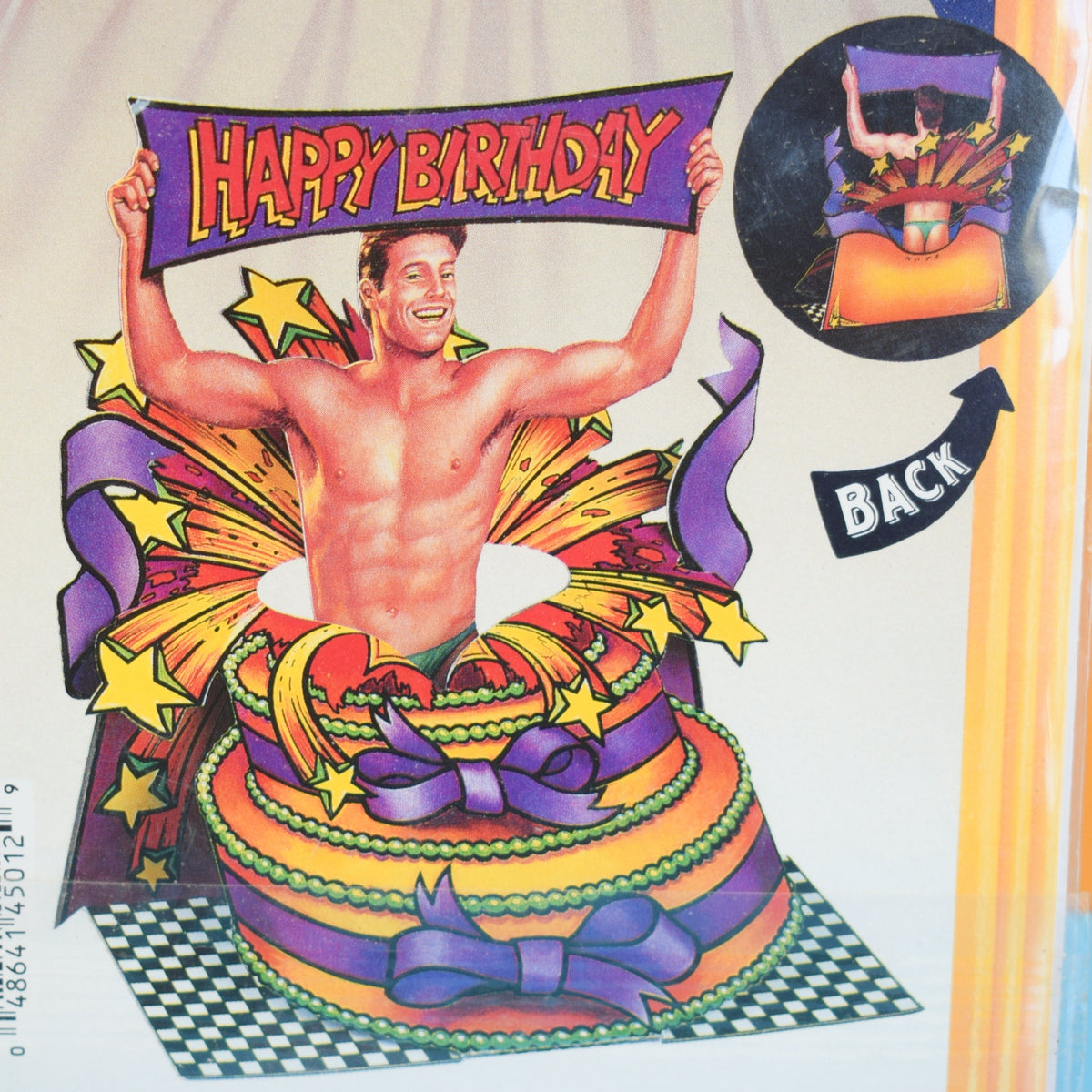 Vintage 1990s Greeting Card - Standing Notations - Happy Birthday - Half Naked Man by Pineapple retro