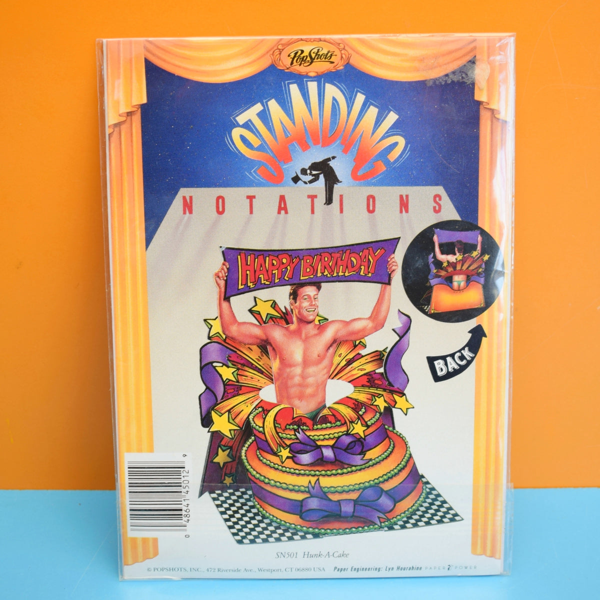 Vintage 1990s Greeting Card - Standing Notations - Happy Birthday - Half Naked Man by Pineapple retro