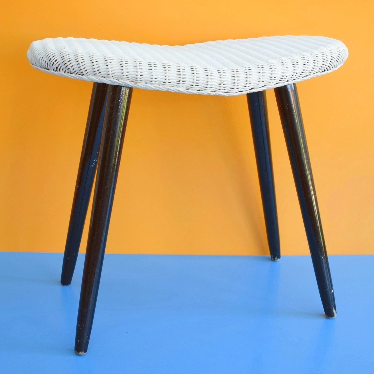 Vintage 1960s Lloyd Loom Dressing Table Stool - White