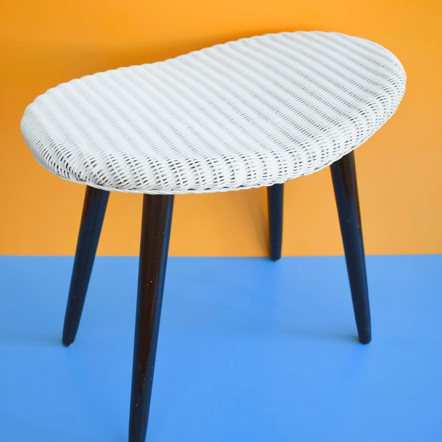 Vintage 1960s Lloyd Loom Dressing Table Stool - White