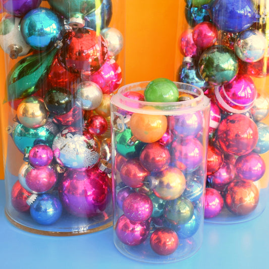 Vintage 1970s / 60s Mixed Quantity Glass Christmas Baubles - Slight Wear
