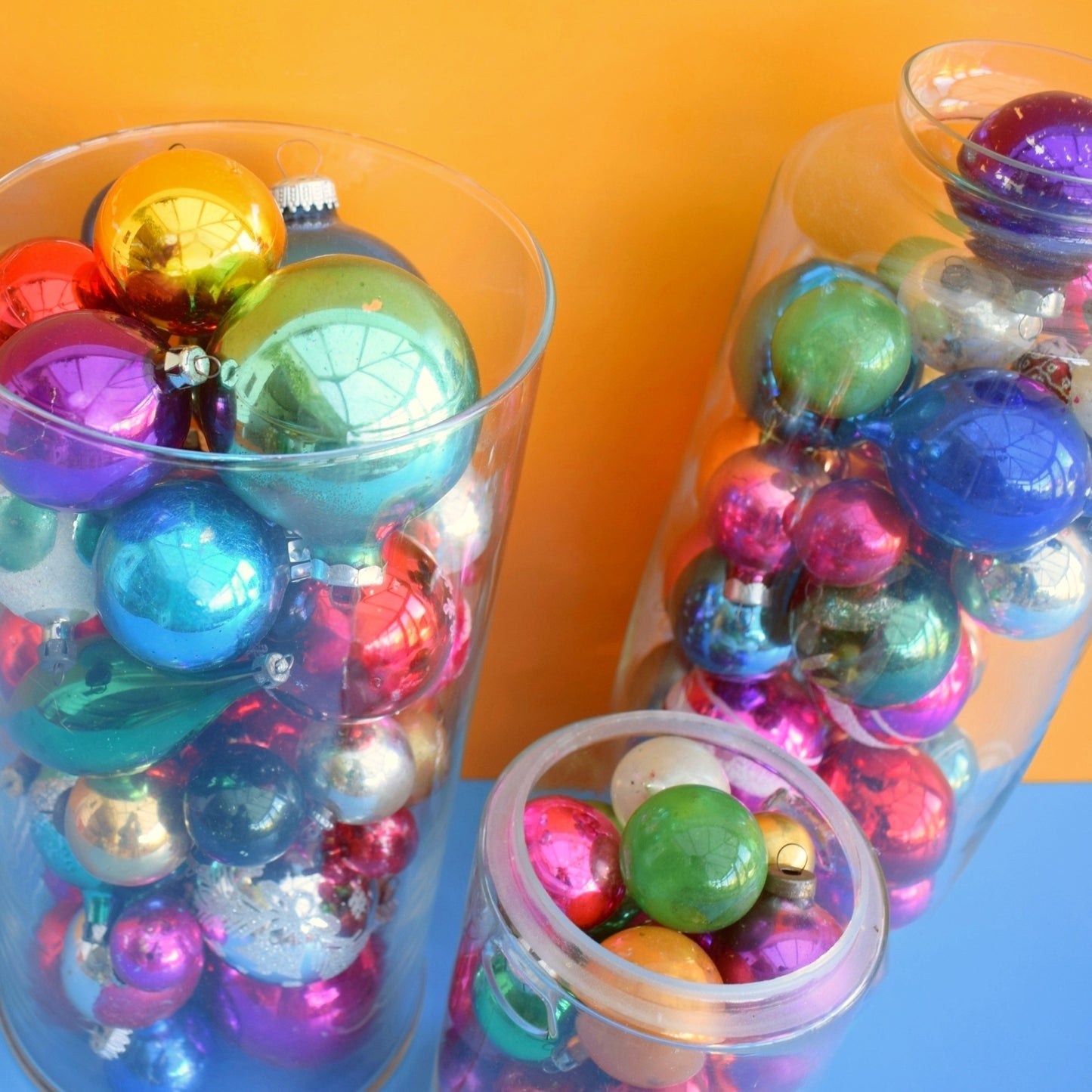 Vintage 1970s / 60s Mixed Quantity Glass Christmas Baubles - Slight Wear