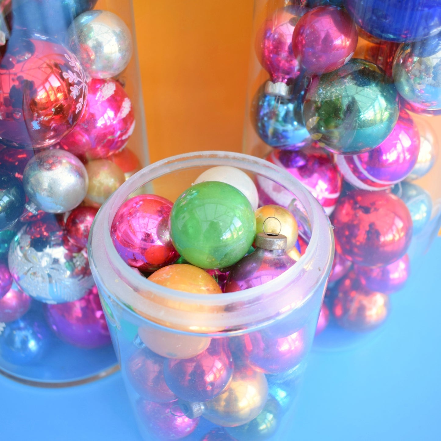 Vintage 1970s / 60s Mixed Quantity Glass Christmas Baubles - Slight Wear