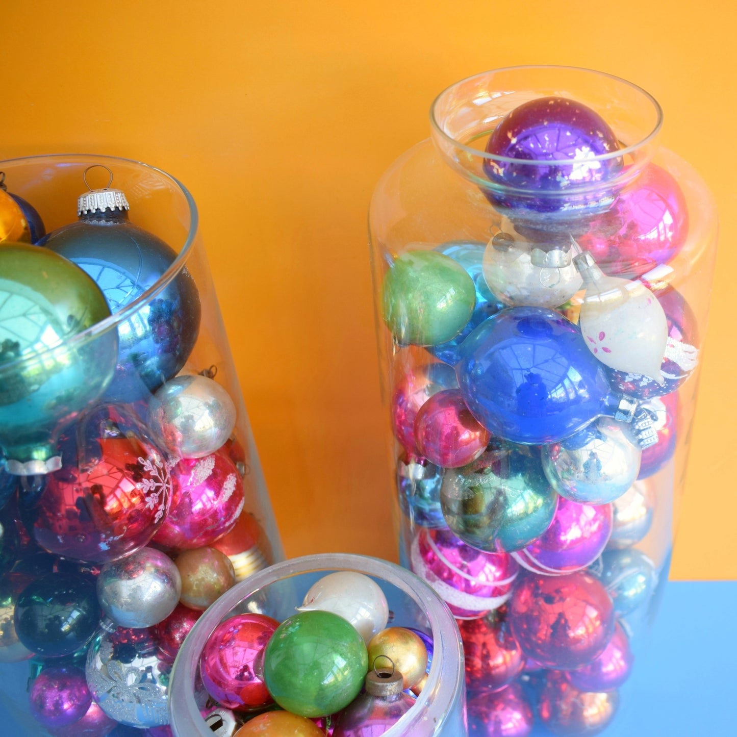 Vintage 1970s / 60s Mixed Quantity Glass Christmas Baubles - Slight Wear