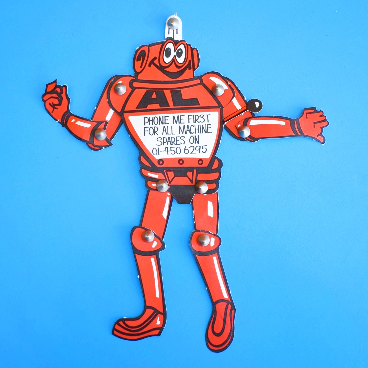 Vintage 1960s Kitsch Moving Paper Robot Advertising Piece - Machine Spares