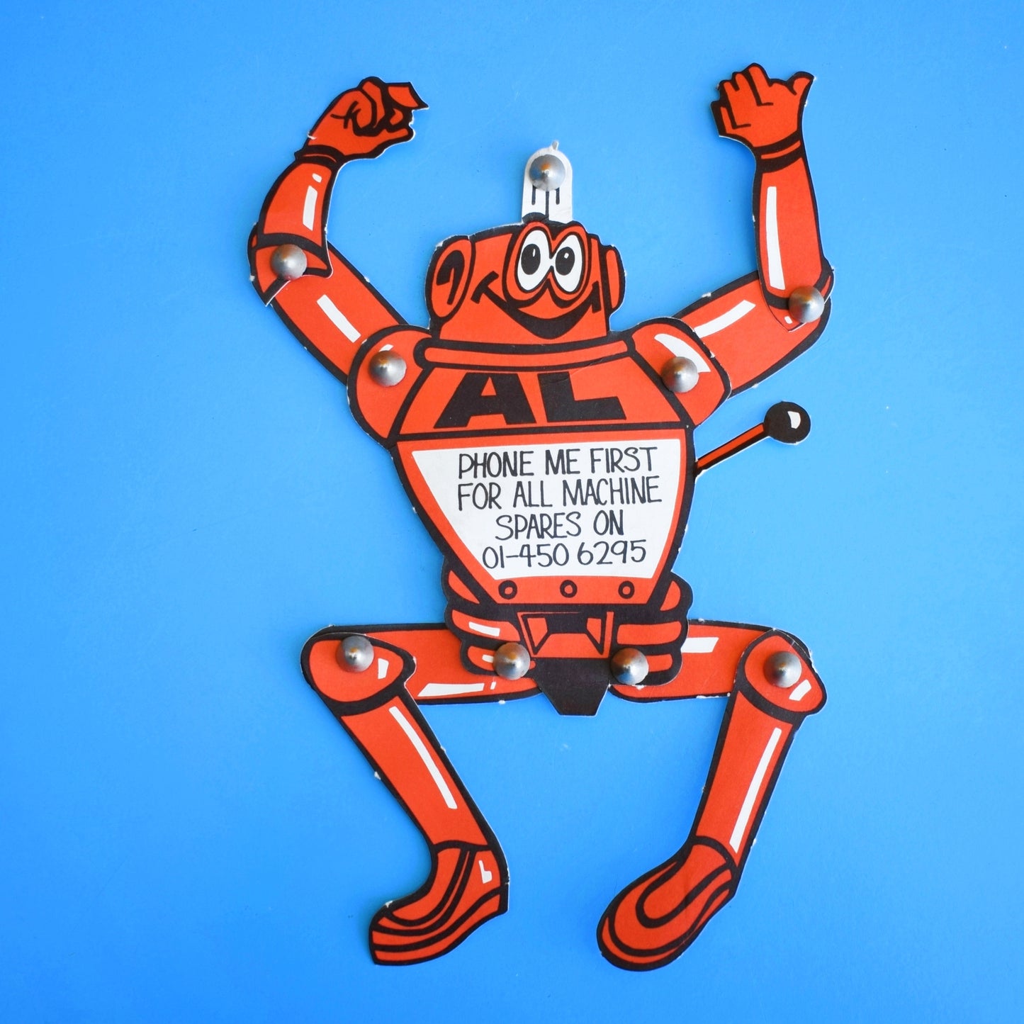 Vintage 1960s Kitsch Moving Paper Robot Advertising Piece - Machine Spares