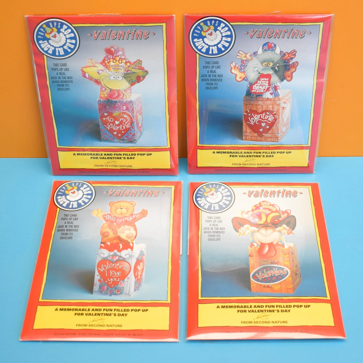 Vintage 1990s Greeting Cards - Explosive Pop Up - Valentines - Monsters by Pineapple retro
