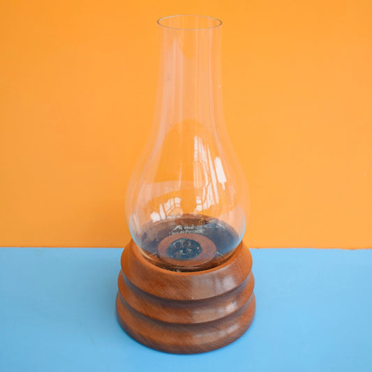 Vintage 1970s Teak & Glass Lantern