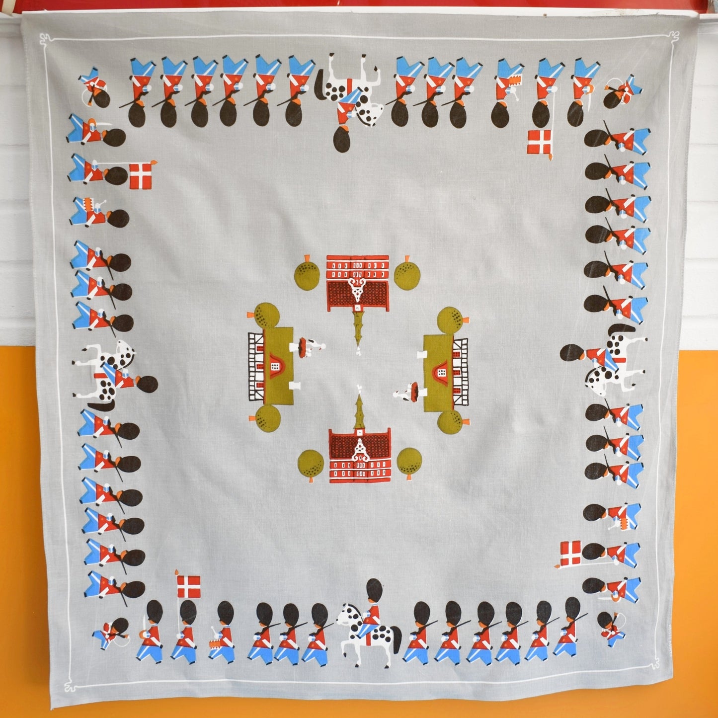 Vintage 1960s Tablecloth - Soldier / Guard Pattern - Danish Design