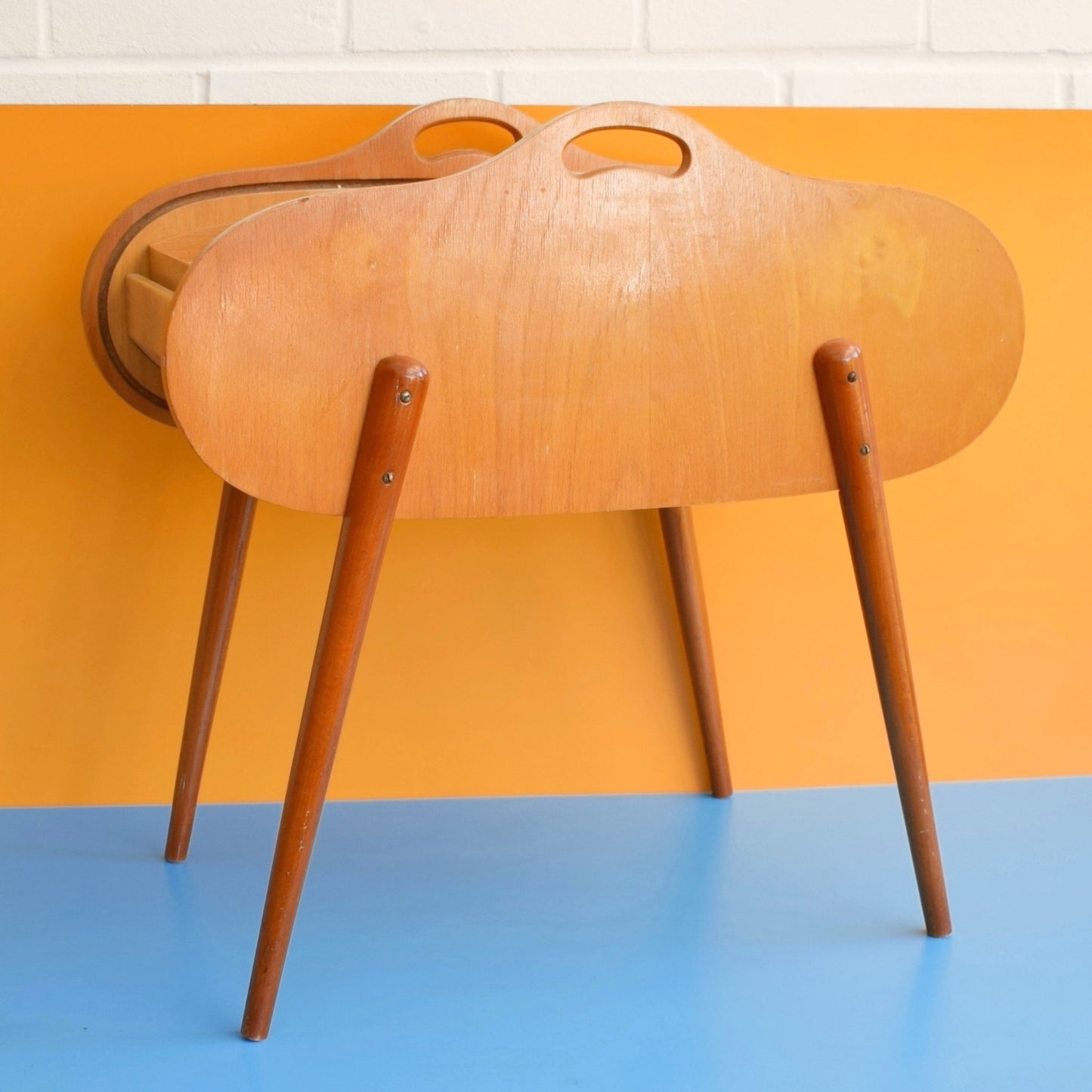 Vintage 1960s Sewing / Hobby Box - Tambour / Roll Top - Beech Wood