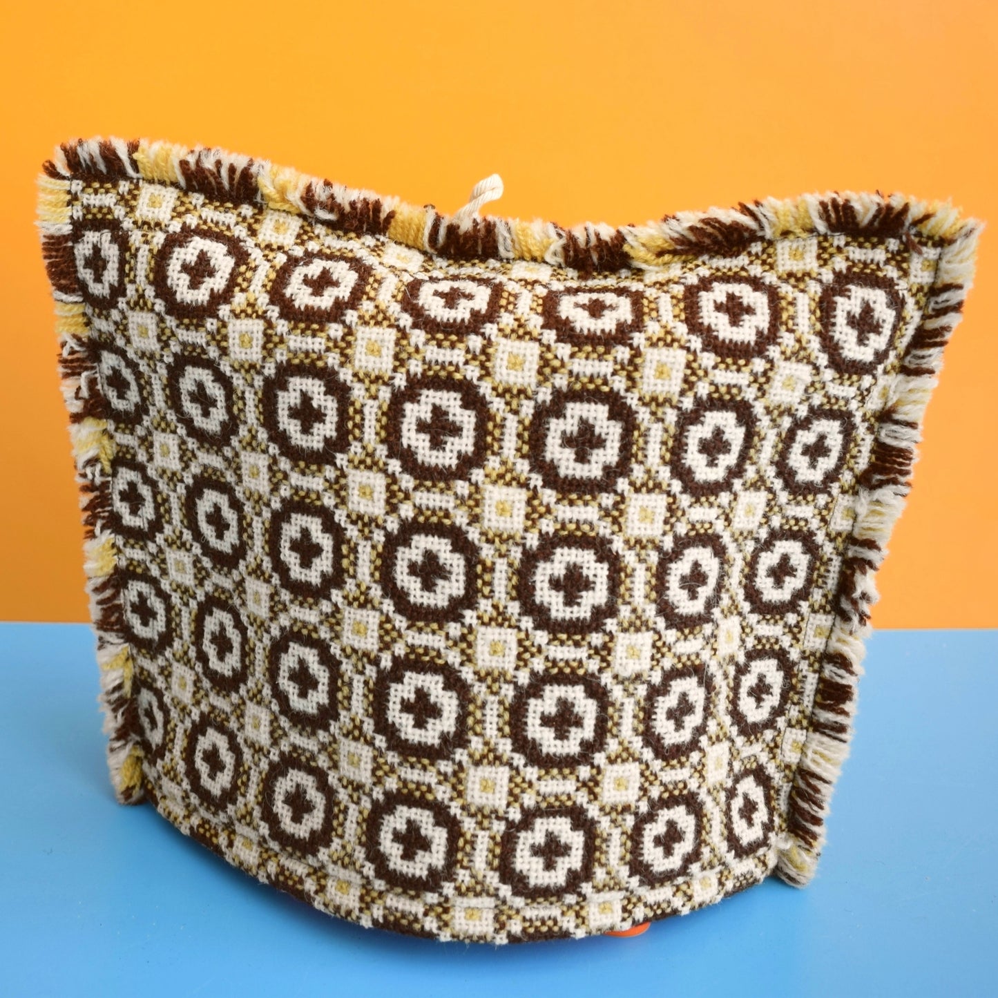 Vintage 1960s Welsh Tapestry Tea Cosy - Brown