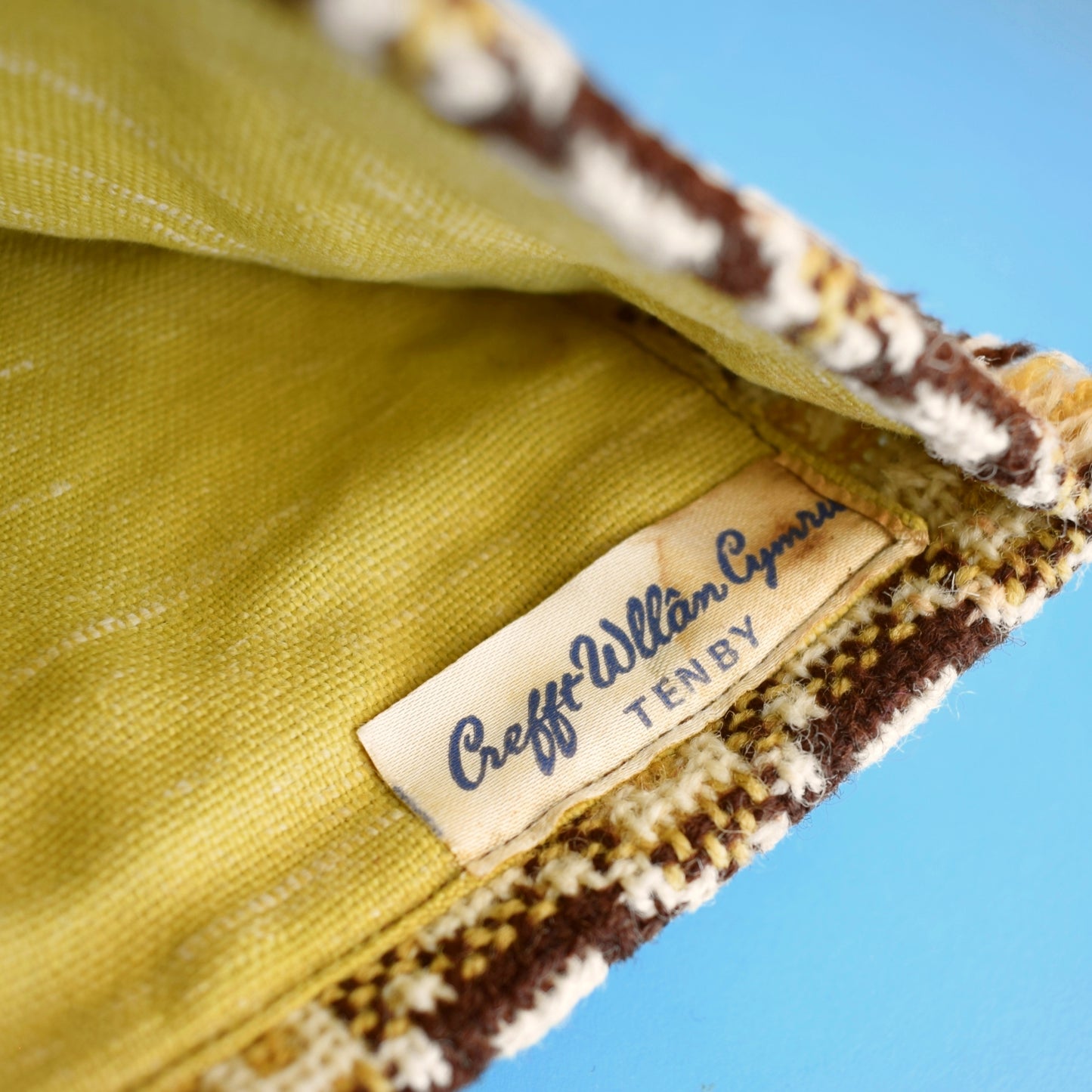 Vintage 1960s Welsh Tapestry Tea Cosy - Brown