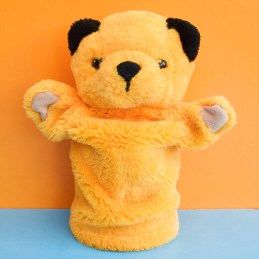 Vintage 1980s Fluffy Sooty Bear Hand Puppet - Yellow
