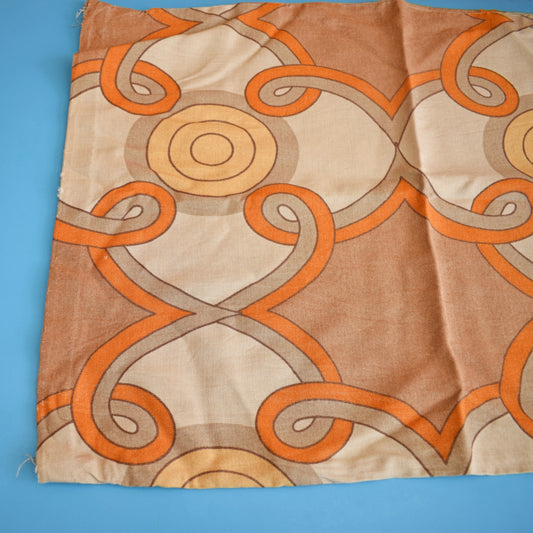 Vintage 1960s Handmade Pillow Cases / Cushions - Brown Geometric
