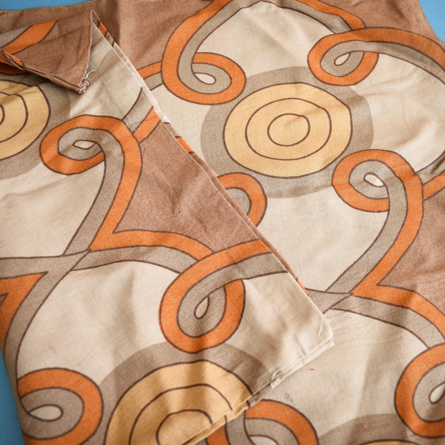 Vintage 1960s Handmade Pillow Cases / Cushions - Brown Geometric