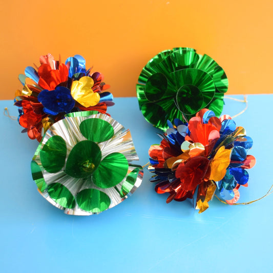 Vintage 1970s Kitsch Ball Christmas Decorations - Foil - Various