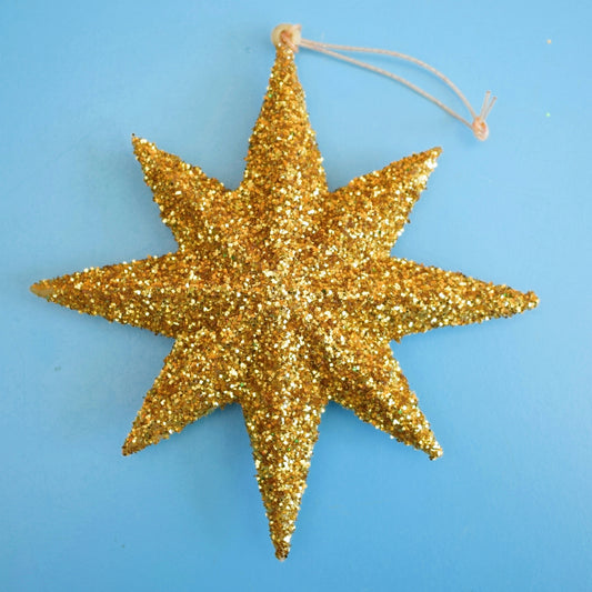 Vintage 1970s Glittery Christmas Star / Tree Topper Decoration