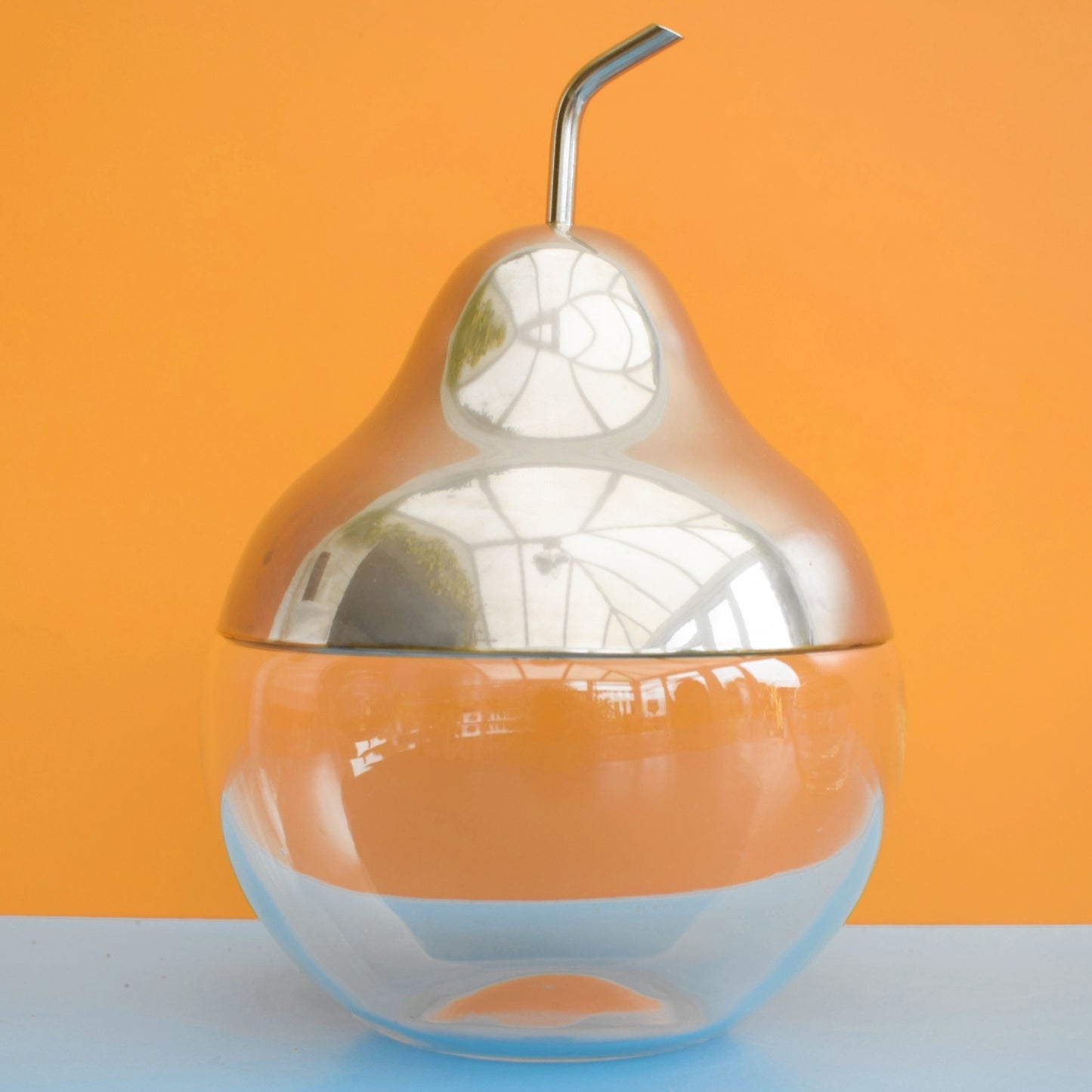 Vintage 1960s Pear / Apple Fruit Glass/ Silver Plate Sweet Jars / Storage? -Italian