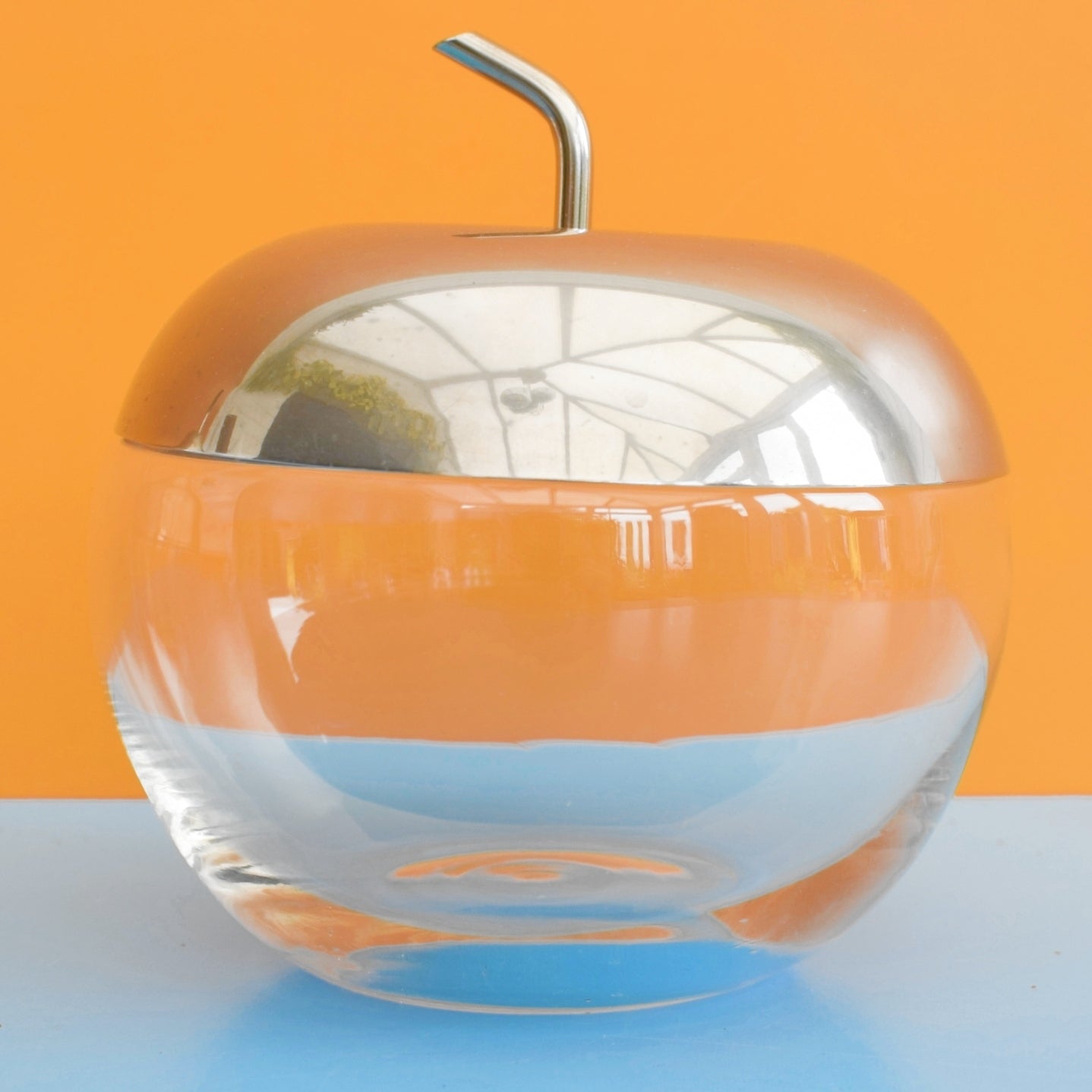 Vintage 1960s Pear / Apple Fruit Glass/ Silver Plate Sweet Jars / Storage? -Italian