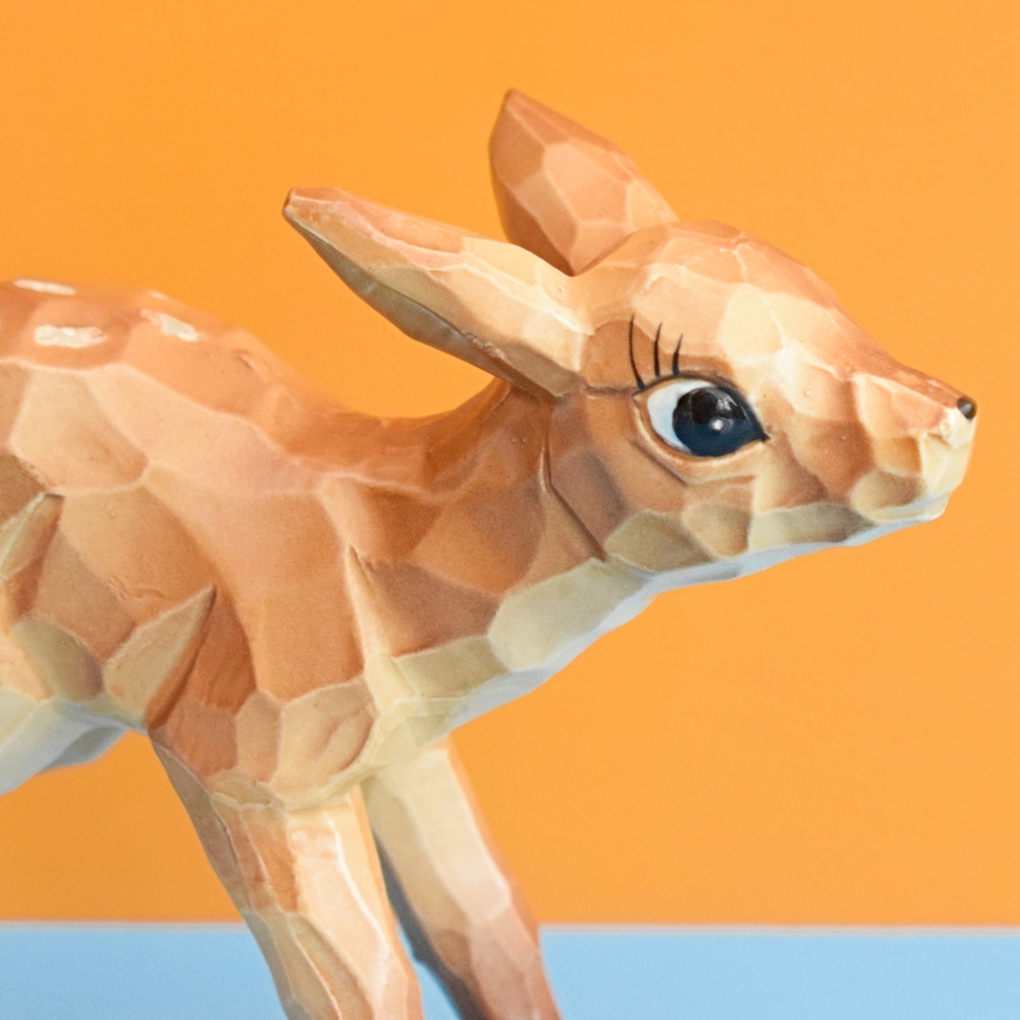 Vintage 1960s Bambi Kitsch Ornaments - Ceramic Deer - Wood Effect