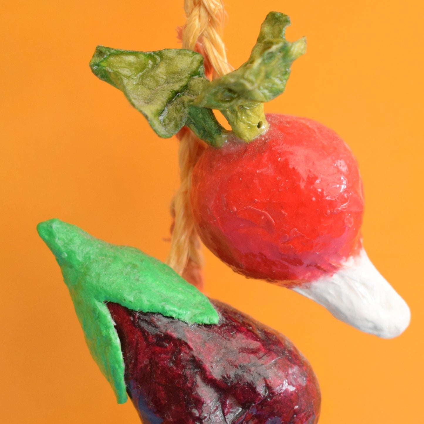 Vintage 1970s Kitsch String Of Faux Vegetables- Paper Mache - Mexican