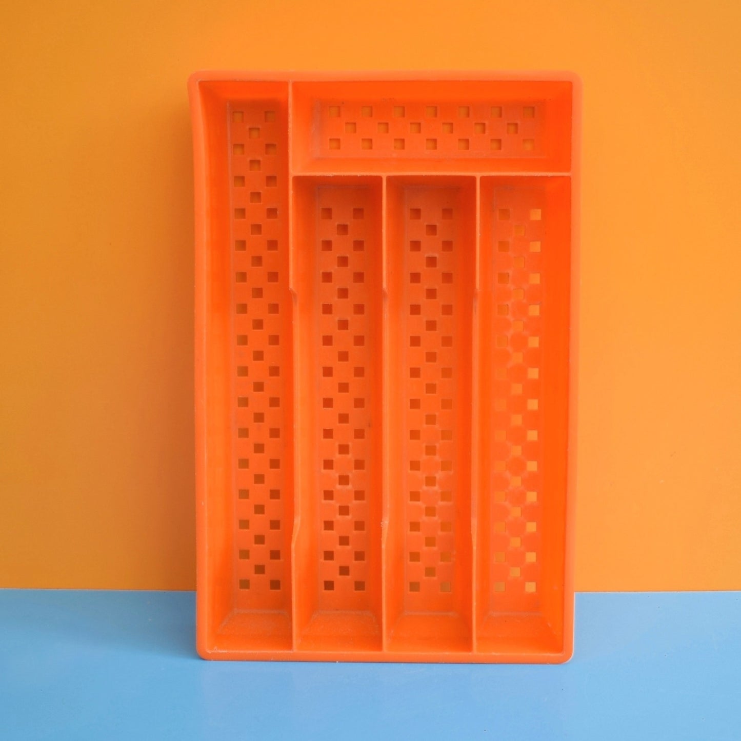 Vintage 1970s Cutlery Tray - Orange .