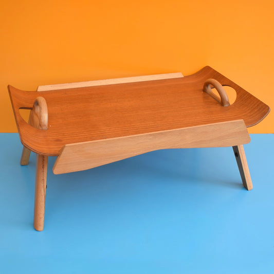 Vintage 1960s Bent Plywood Tray Table - Beech / Teak Wood