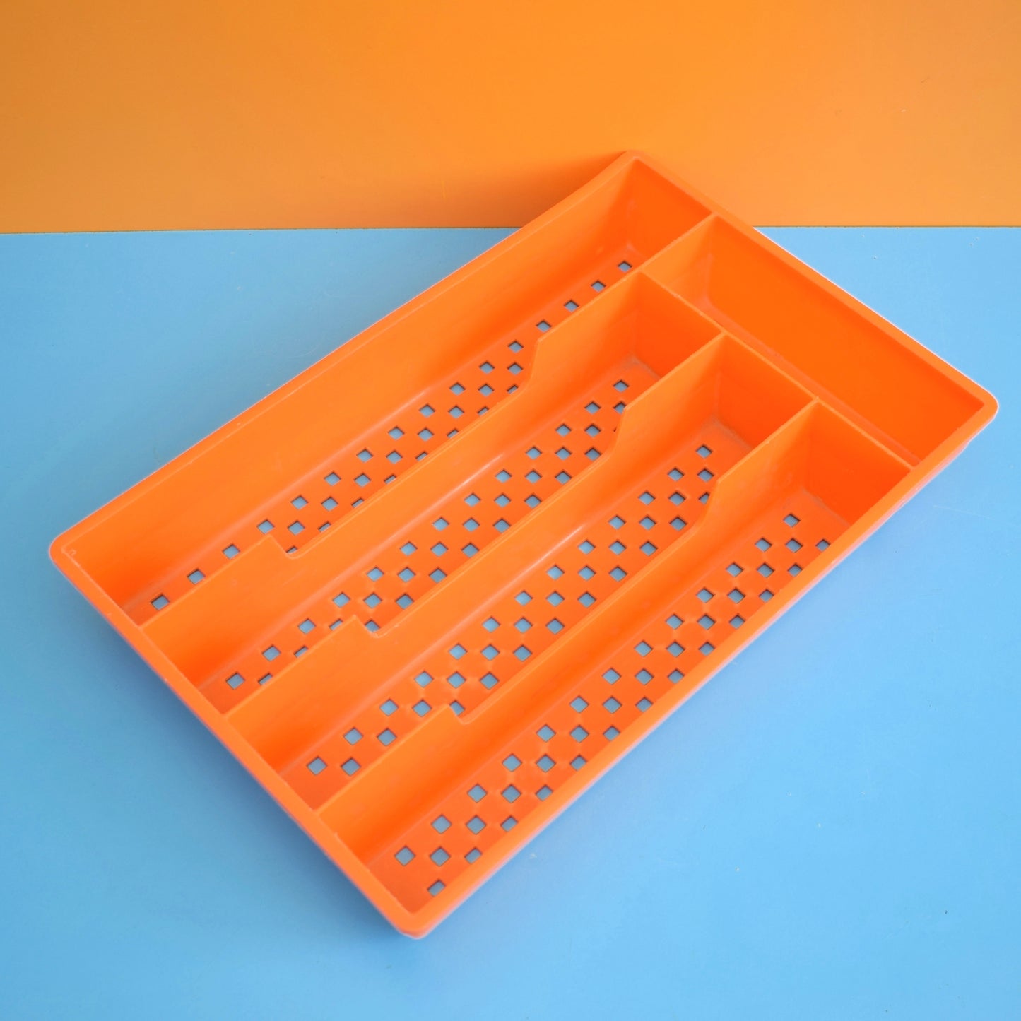 Vintage 1970s Cutlery Tray - Orange .