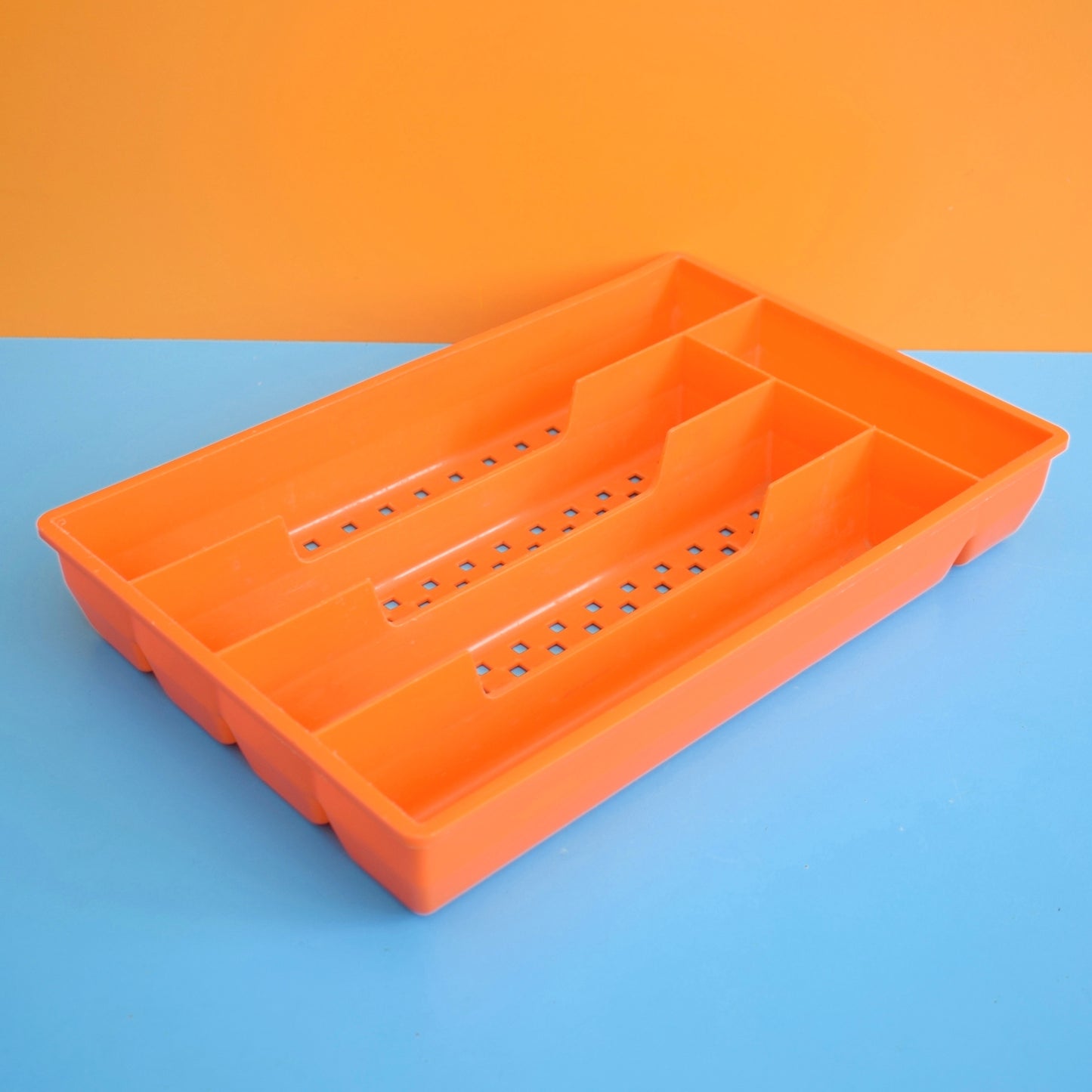 Vintage 1970s Cutlery Tray - Orange .