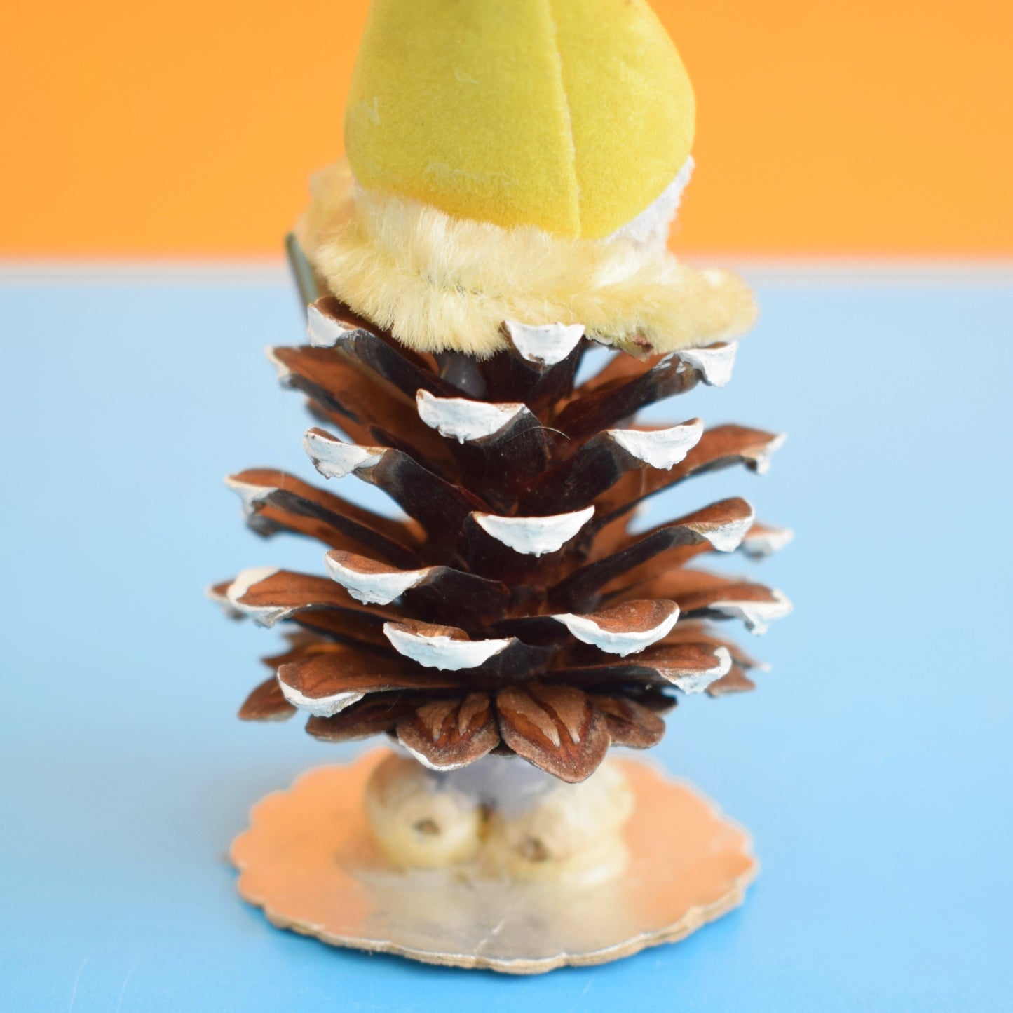 Vintage 1950s Christmas Pinecone Elf Ornament - Spun Cotton - Shiny Brite