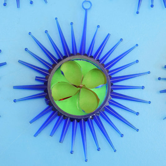 Vintage 1960s Perspex Christmas Decorations - Panaura - Stars- Blue x5