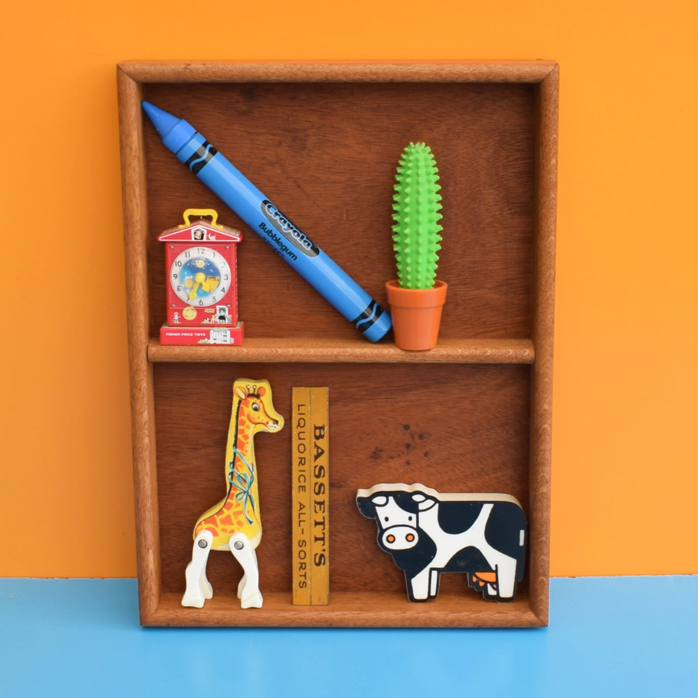 Vintage 1950s Oak Display Shelf / Drawer Organiser