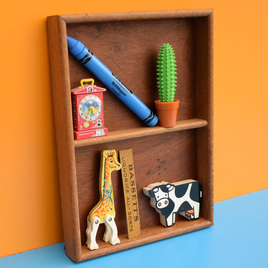 Vintage 1950s Oak Display Shelf / Drawer Organiser