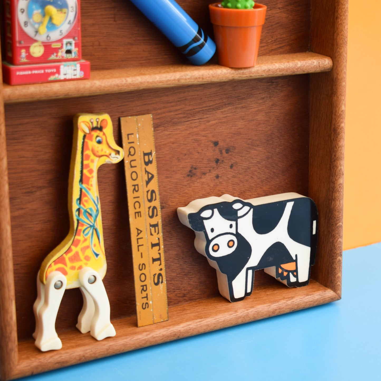 Vintage 1950s Oak Display Shelf / Drawer Organiser