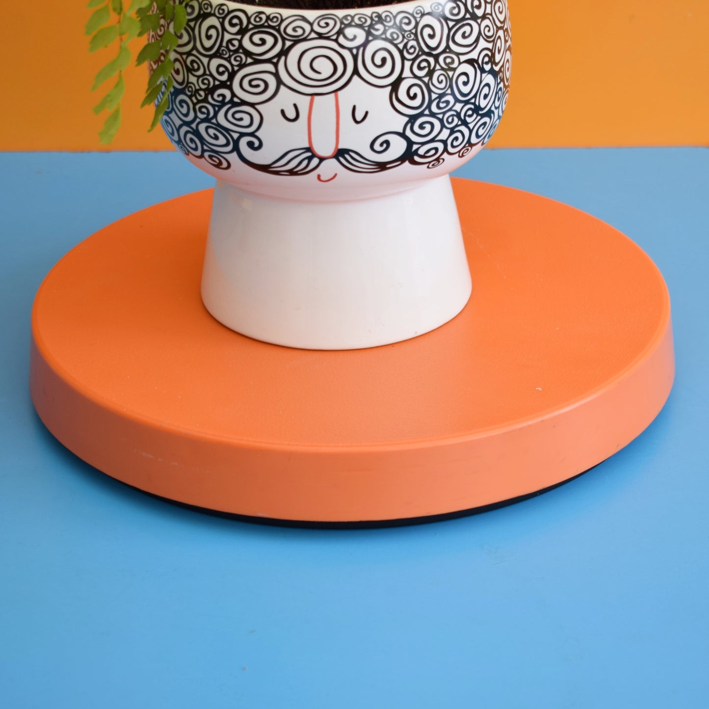 Vintage 1970s Figure Trimmer / Lazy Susan - Orange Plastic
