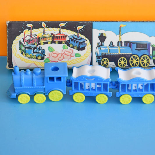 Vintage 1970s Plastic Cake Candle Holders - Train