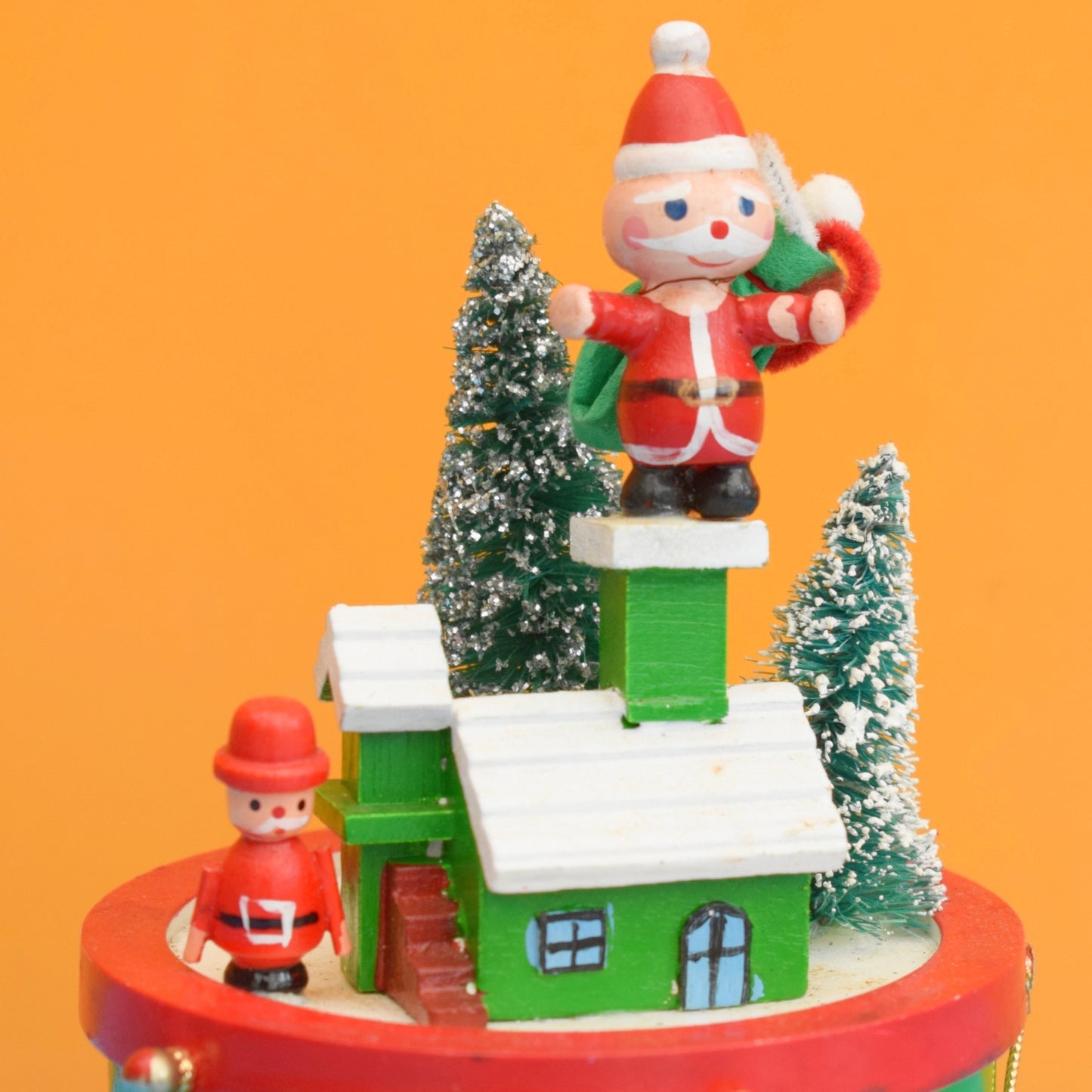 Vintage 1980s Musical Wooden Christmas Ornament