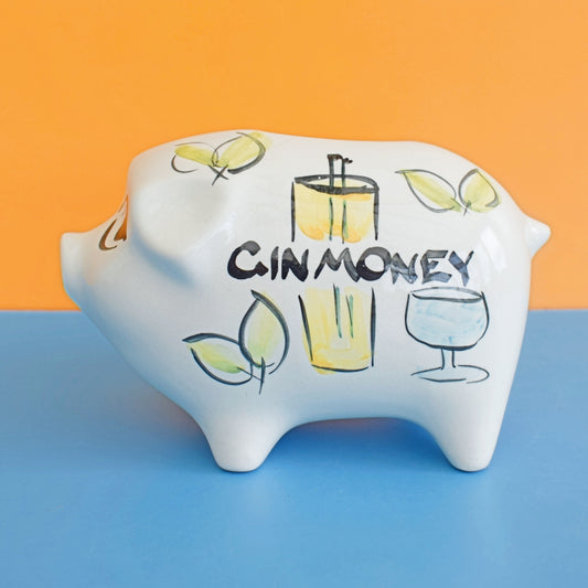 Vintage 1960s Pig Money Bank - Geoffrey Maund - Gin Money