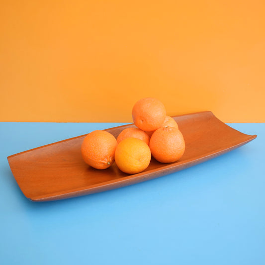 Vintage 1970s Teak Long Serving Tray / Bowl - Danish?
