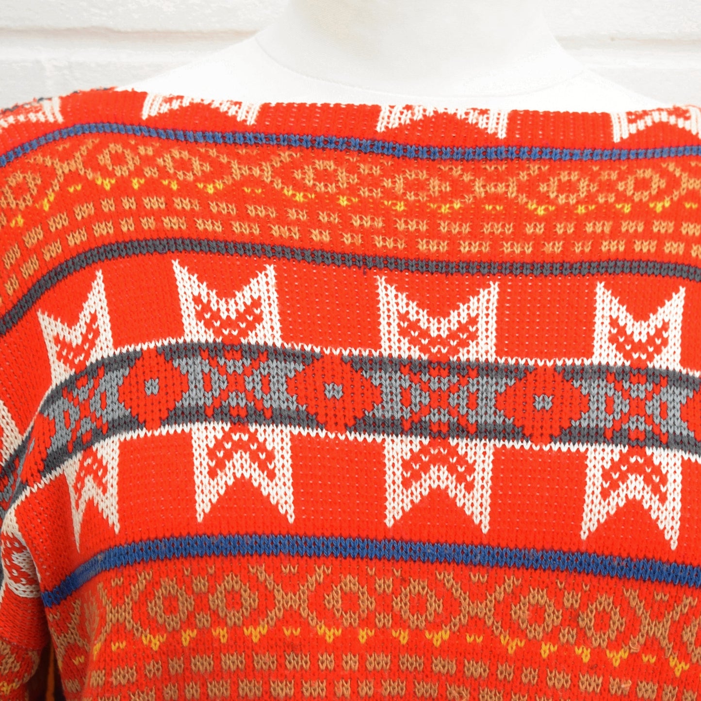 Vintage 1980s Knitted Slash Neck, Jumper- Red