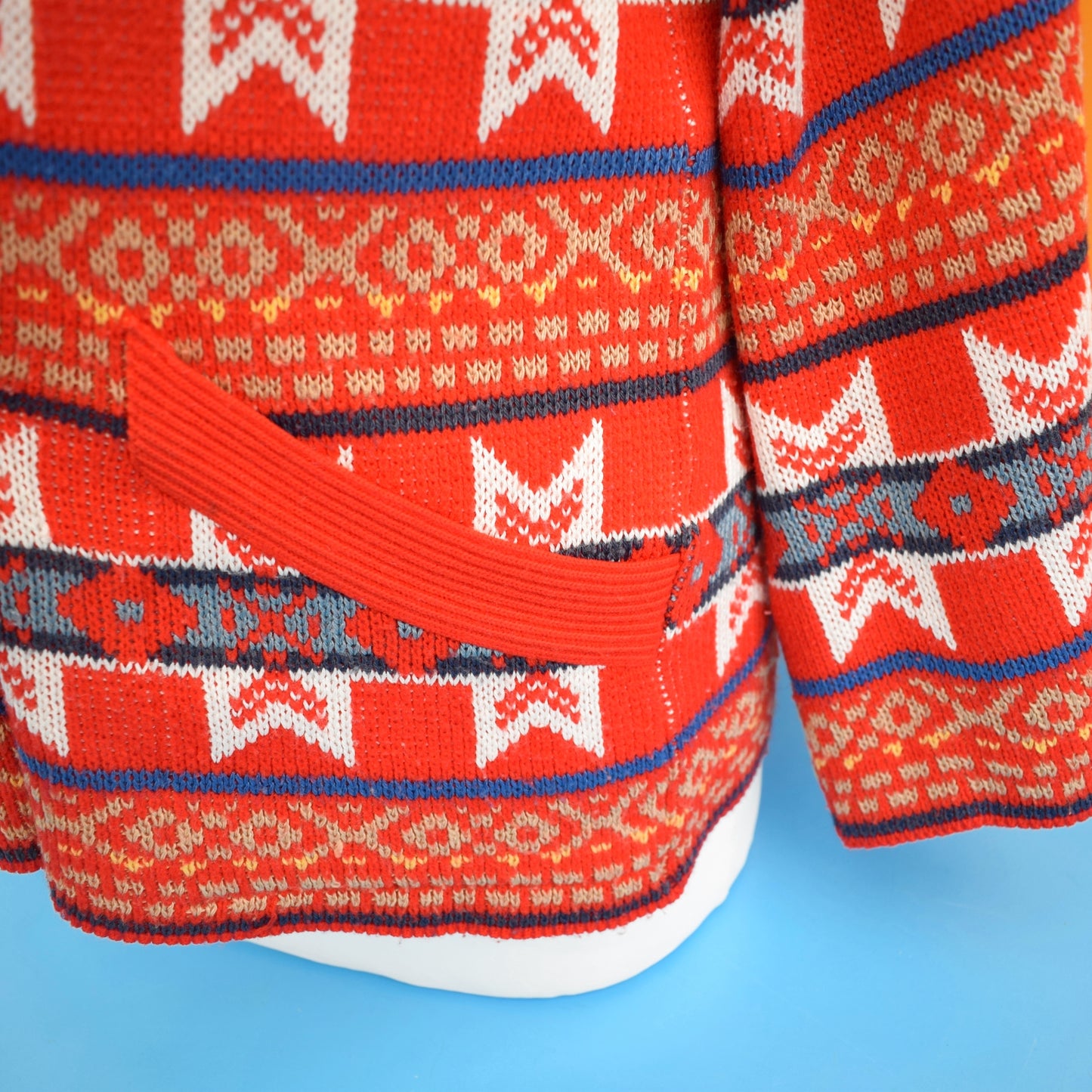 Vintage 1980s Knitted Slash Neck, Jumper- Red