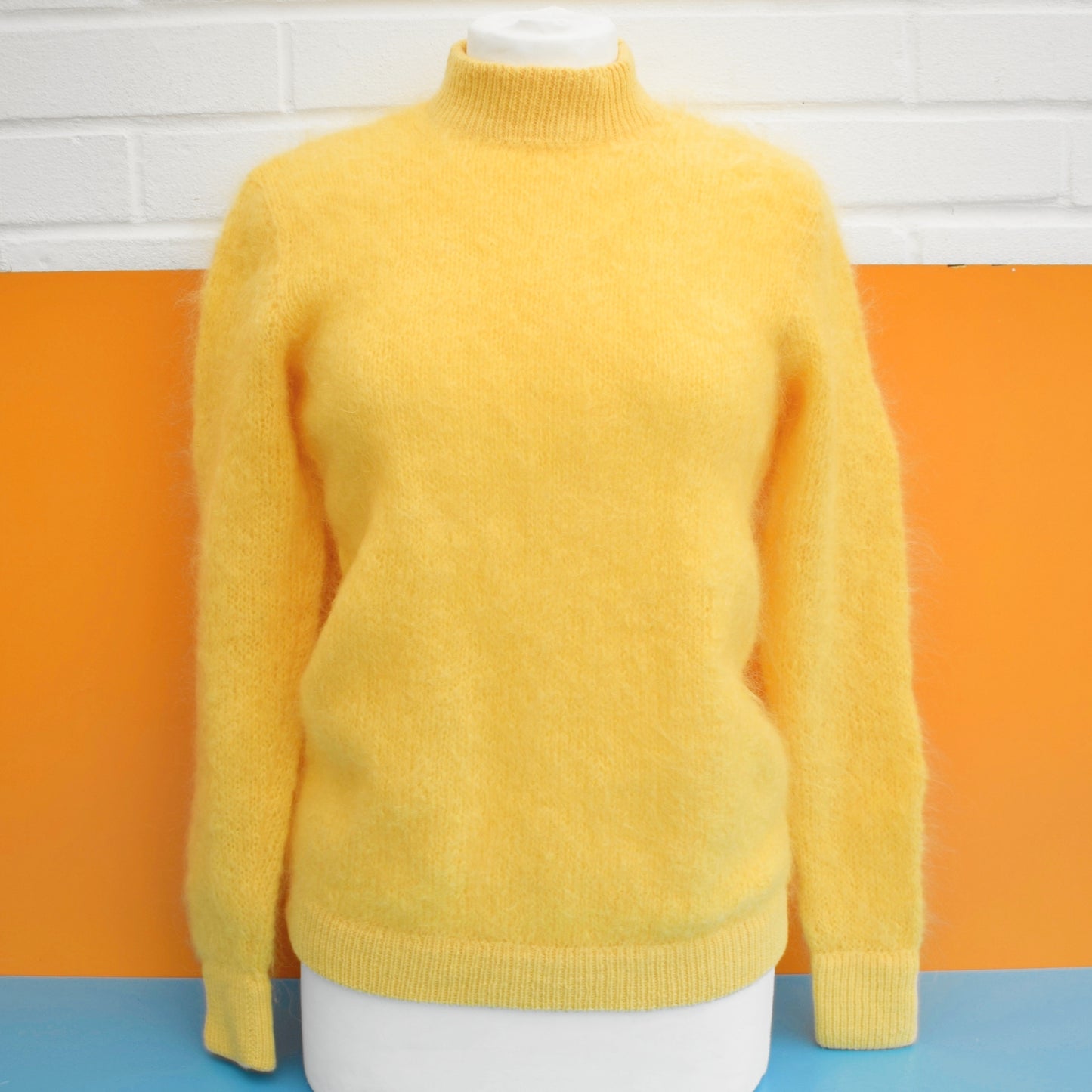 Vintage 1970s Warm Hand Knitted Mohair Jumper- Yellow