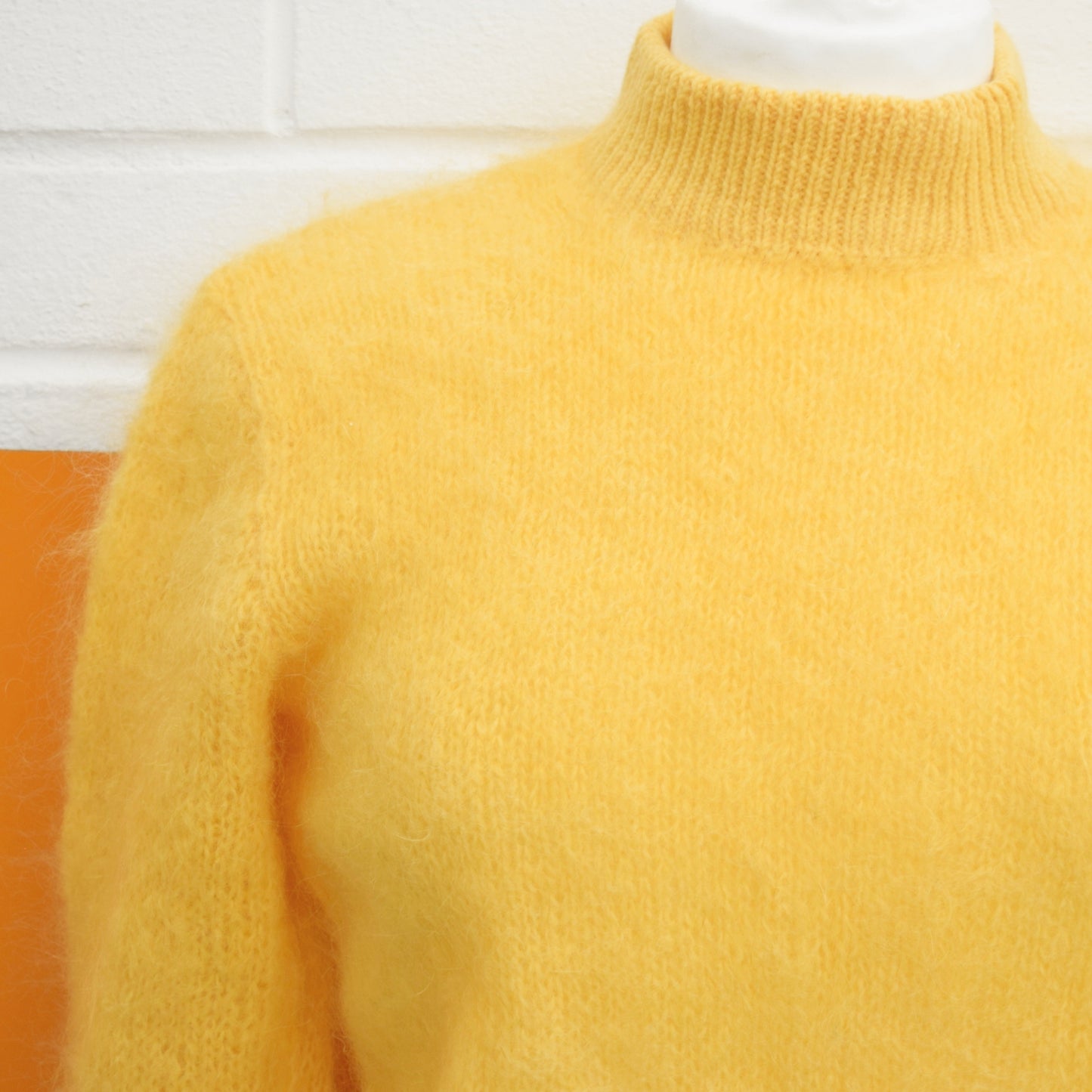 Vintage 1970s Warm Hand Knitted Mohair Jumper- Yellow