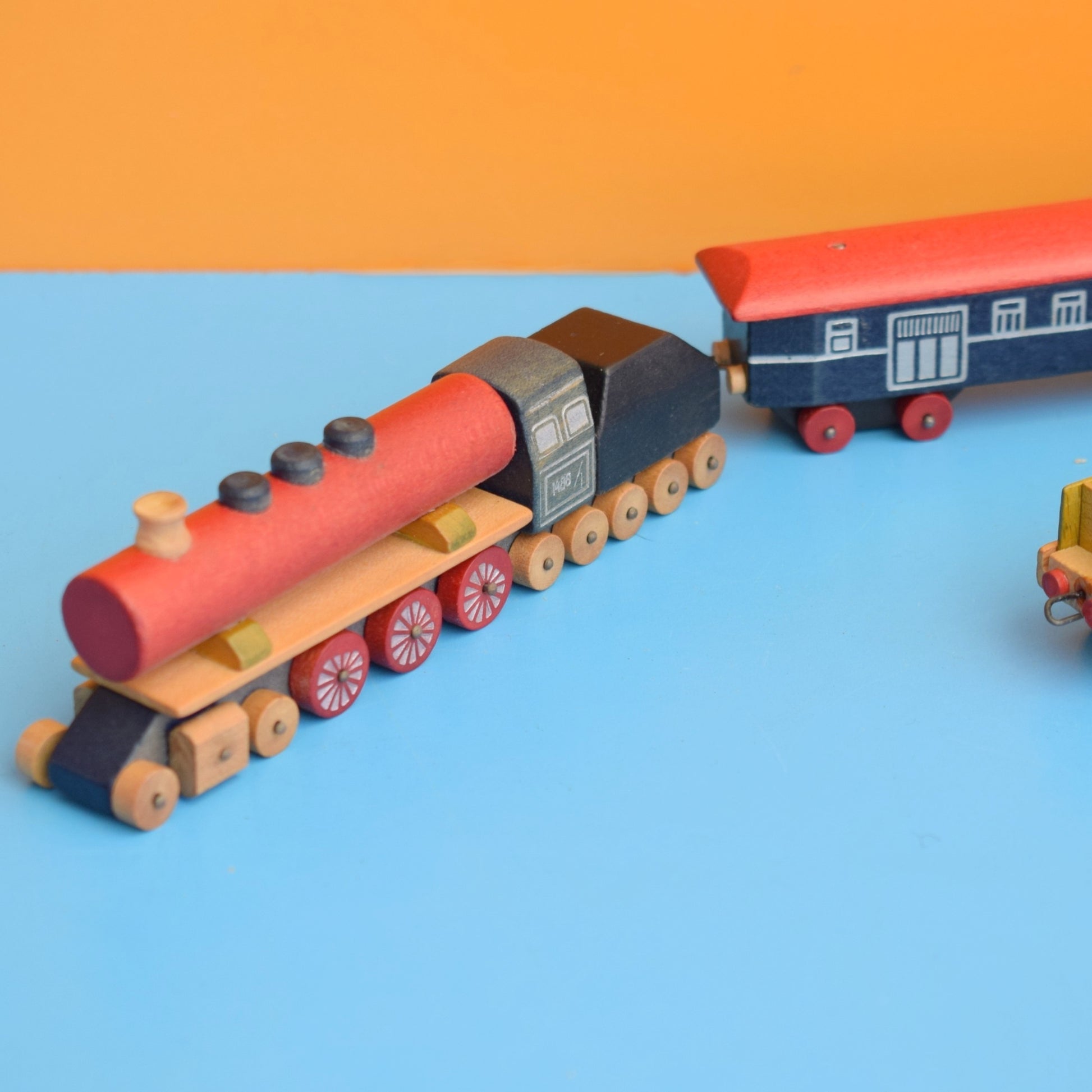 Vintage 1950s Mini Wooden Train Set- Boxed Toia Czechoslovakia