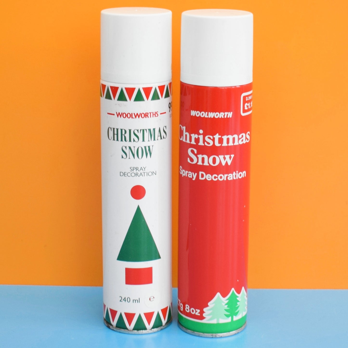 Vintage 1980s Christmas Spray Snow Cans x2 - Woolworths