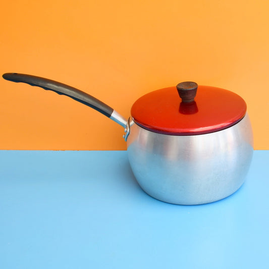 Vintage 1960s Saucepan - Tower - Anodised Red Lid / Aluminium