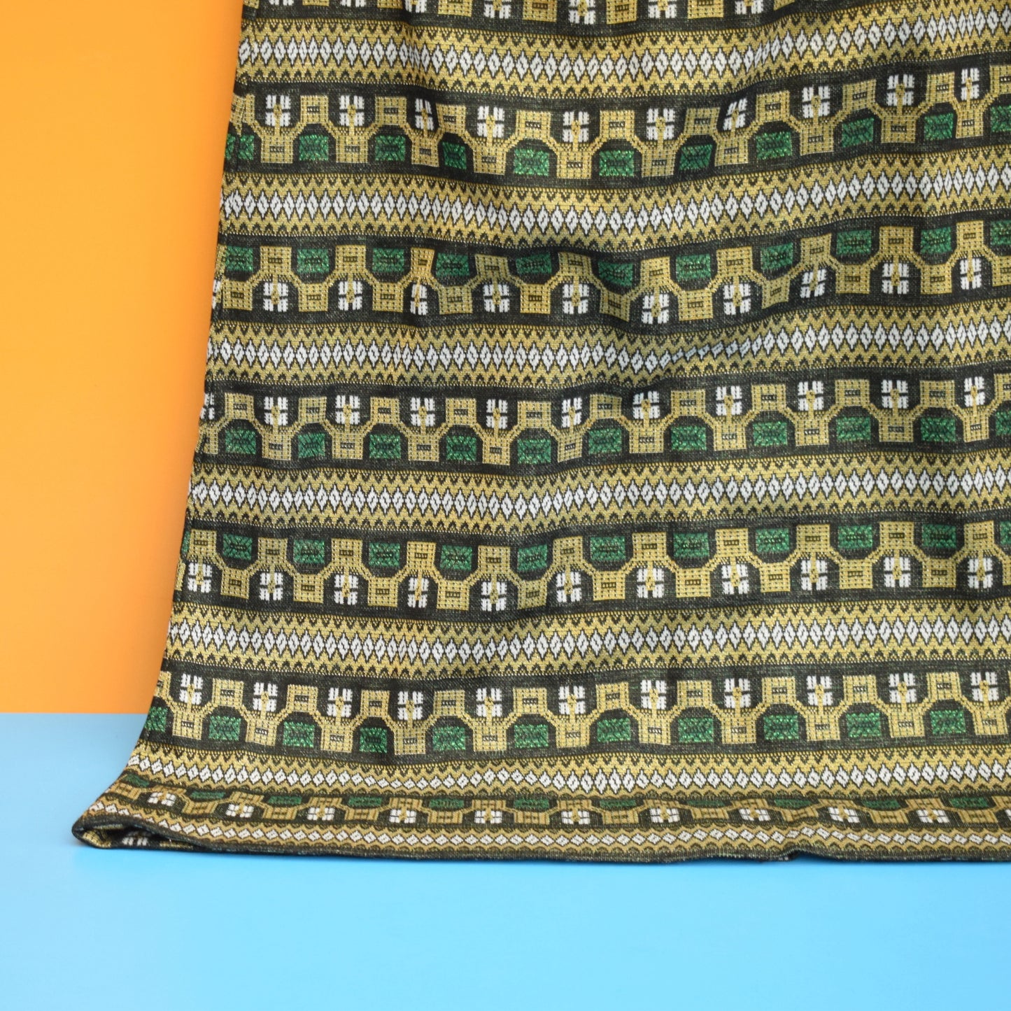 Vintage 1960s Maxi Skirt - Downs Fashions Size 12 - Lurex Gold / Green