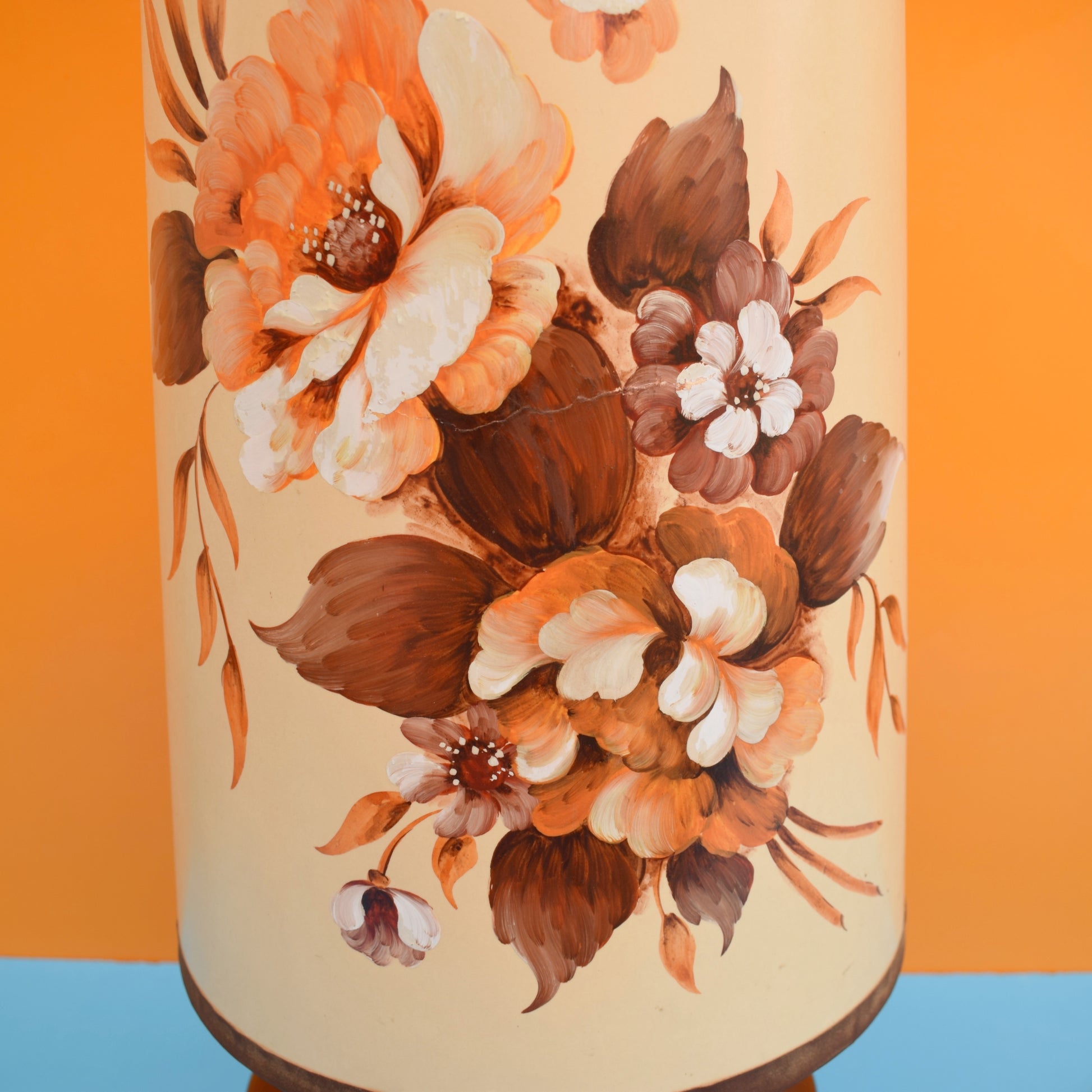 Vintage 1960s Table Lamp - Hand Painted Original Shade by Vintage